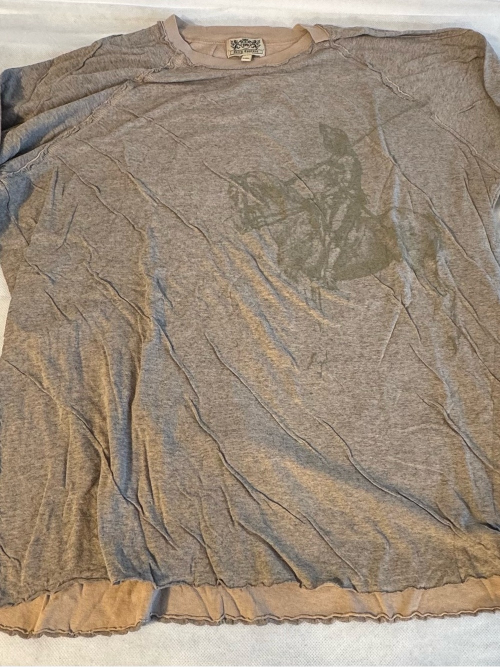 Juicy Couture Horse Rider Graphic Shirt XXL Gray Y2K Long Sleeve